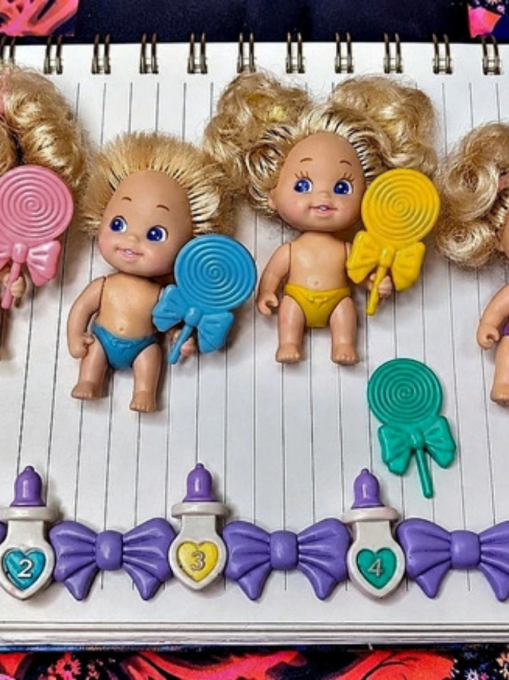 Vintage 1990 Tyco Quints Dolls Lot 1 2 3 5 Babies + Original Accessories